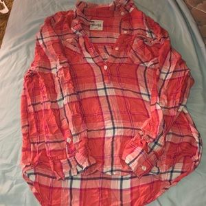 plaid half button up